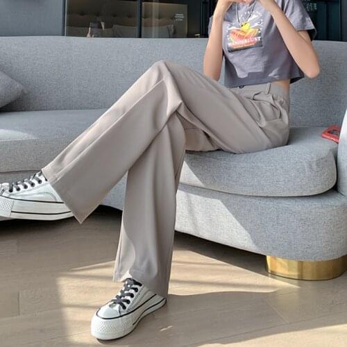 OL High Waist Loose Wide Leg Pants for Women Summer New Loose Female Floor-Length White Suits Pants Ladies Trousers Elegant