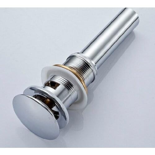 Polished Chrome Brass Large Round Cap Pop Up Bathroom Sink Basin Waste / Drain With Overflow Bathroom Accessory msd019