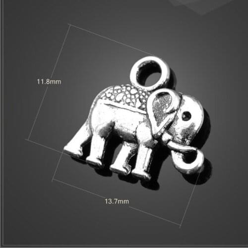 High quality 20 PCS/Lot 13.7mm*11.8mm antique silver plated religious tibetan small elephant charms for DIY