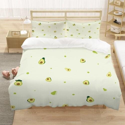 Simple Cartoon Avocado 3D Luxury Bedding Set Lovely Duvet Cover Sets Home Textile King Queen Double Full Single Size Dropship