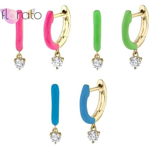 925 Sterling Silver Ear Buckle Colorful Enamel Hoop Earrings for Women Round Circle Huggie Girl Piercing Earrings Jewelry Gifts