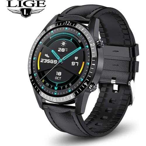 LIGE New Full Touch IPS Color Screen Smart Watch Bluetooth Call Information Reminder Heart Rate Monitoring Sport Smart Watch Men