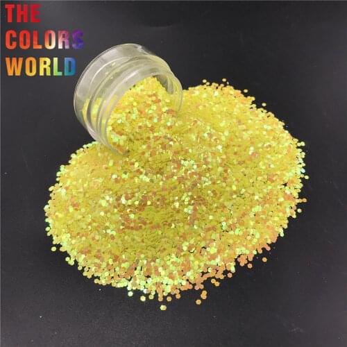 TCI50 Pearlescent Iridescent Light Yellow Color Hexagon Shape Nail Glitter Art Decoration Nail Gel Makeup Crafts DIY Accessorie