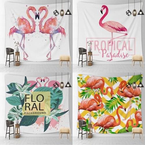 Flamingo Tropical Nature Forest Tapestry Lovers Bed Living Dorm Room Wall Decor Decoration Romantic Gift Hangging Wallpaper