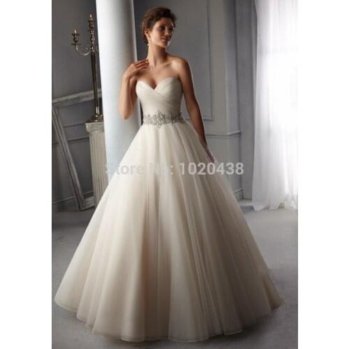 Gorgeous Strapless Backless Ivory Waist Beaded Tulle Sweep Train Bridal Gown Vestido De Noiva Custom Made new bridesmaid dress