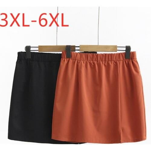 New Japanese style spring summer plus size mini skirt for women large loose casual cotton black orange skirts 3XL 4XL 5XL 6XL