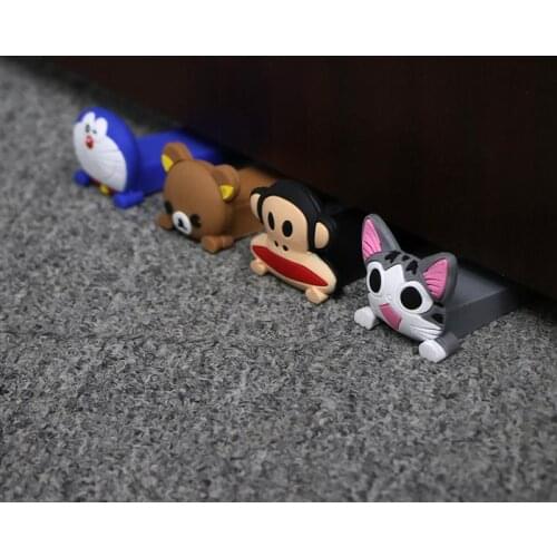 Baby Safety Protector Cute Cartoon Silicone Figure Door Stopper Wedge Door Jam Catcher Block Guard Home Office Protectors
