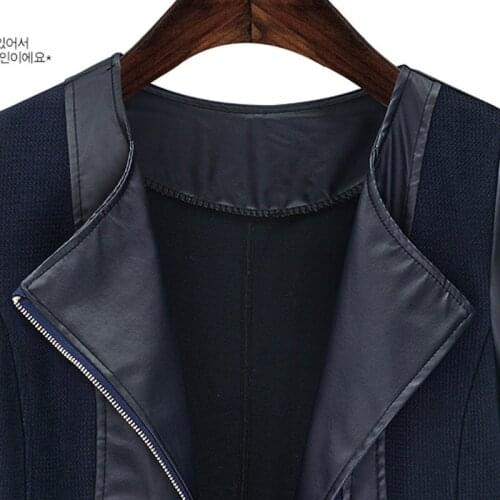 2020 Spring Autumn Motorcycle Leather Jackets PU Leather Jacket Women Slim Patchwork Faux Leather Coat Female Plus Size 5XL Q375