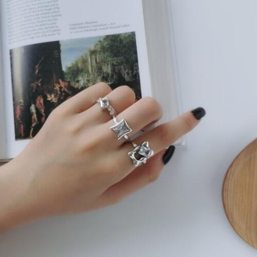 VENTFILLE 925 Sterling Silver Irregular Geometry Shiny Zircon Ring Female Temperament Party Wedding Jewelry Lover Gift Wholesale