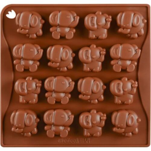 16 Grid Elephant Shape Chocolate Mold Cartoon Animal Candy Ice Tray Jelly Silicone Mold Baking Cake Decoration Accessories