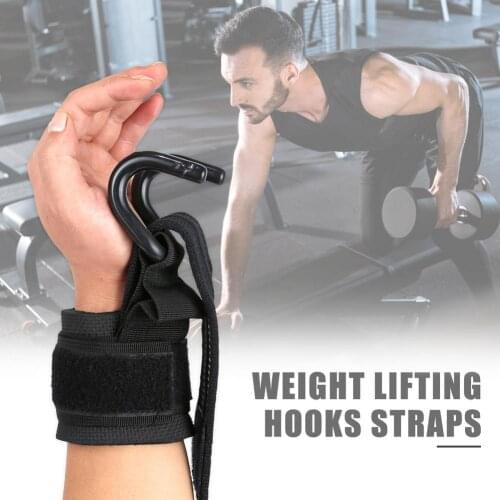 Dumbbell Weight Lifting Hook Grips Straps Gloves Wrist Support For Training Gym Weights Power Weightlifting Pull-Up Tool 2PCS