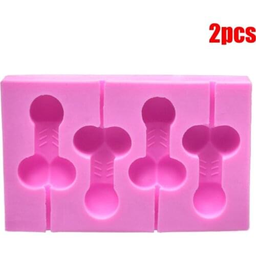 2pcs Penis Shape Lollipop Silicone Mold Form For Chocolate Cake Fondant Cookie Mould Jelly Pudding Baking Cake Decorating Tools