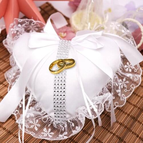 27x30cm Wedding Lace Heart Bridal Ring Boxes Bride and Groom Ring Cushion Bearer Holder Wedding Ring Accessories Decor Supplies