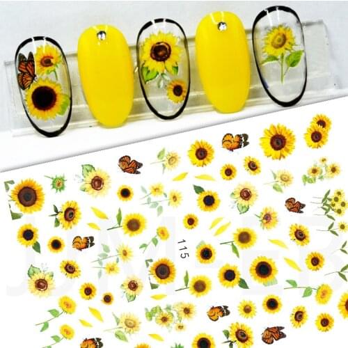 3D Sunflower Nail art Sticker black Flower Nail Sticker Daisy Flower Stickers nail Decals Summer Nail Art Decorations Manicure