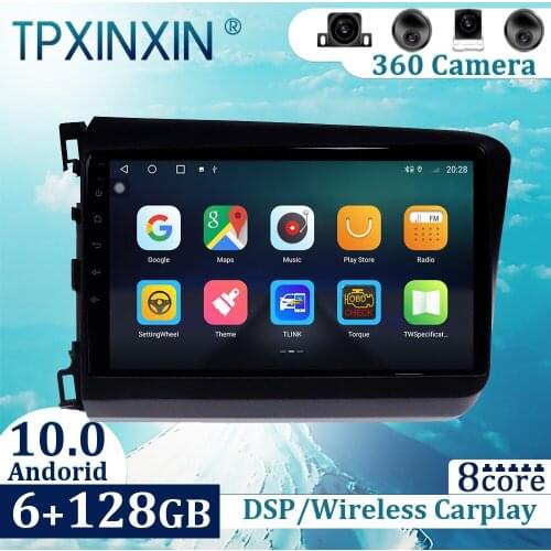 6+128GB For Honda Civic 2011-2015 Android 10 Carplay Radio Player Car GPS Navigation Head Unit Car Radio with Screen
