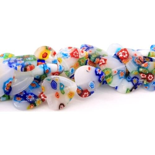 50pcs/lot Cute Heart Shape Millefiori Lampwork Beads 20x20mm For Earrings Hair Rope Exquisite Jewelry DIY Making Glass Pendants