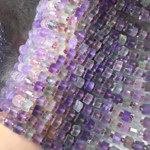 Loose beads fluorite multicolor Roundelle faceted 6*9mm nature for making jewelry necklace 14inch FPPJ wholesale