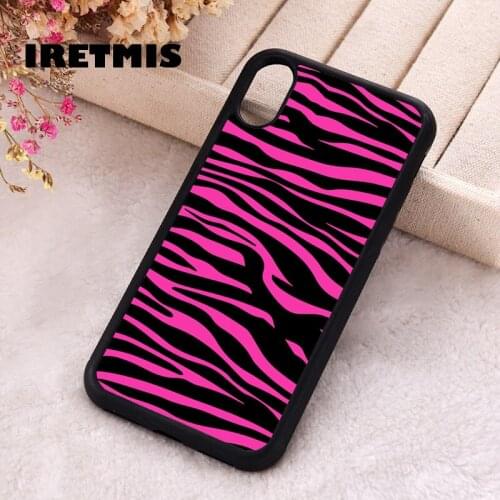 Iretmis 5 5S SE 2020 Phone Cover Case for iPhone 6 6S 7 8 Plus X Xs XR 11 12 Mini Pro Max Silicone TPU Pink Zebra