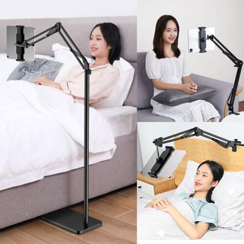 180cm Long Arm Tablet Phone Floor Stand Holder for IPad Pro12.9 3 in 1 Lounger Bed Desktop Phone Mount for 5-13 Inch iPhone 12 X