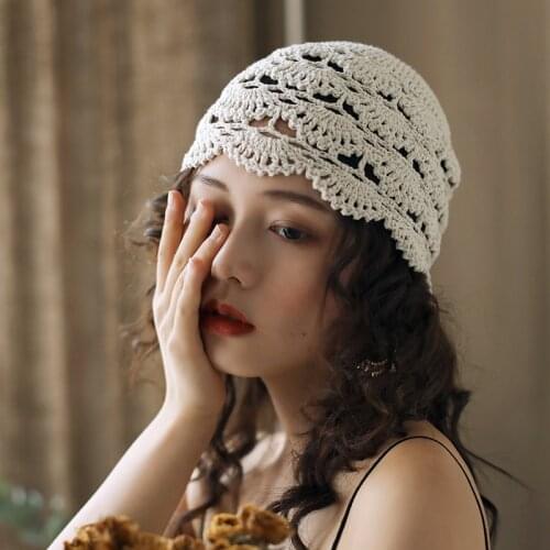 Johnature 2021 Autumn New Knitting Hats Casual Korean 5 Colors Women Vintage All-match Hollowing Out Hats