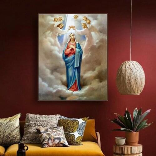 Christian Virgin Mary Canvas Paintings Home Decor Modular Nordic Style Pictures Modern Printed Poster Living Room Wall Art Frame
