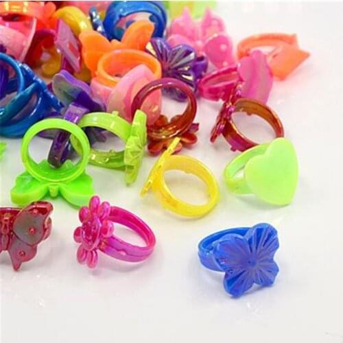 100 pcs Acrylic Rings for Kids jewelry Gift For Children Mixed Style Mixed Color F60