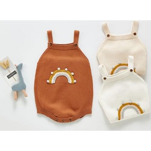 MILANCEL 2021 Autumn Baby Bodysuits Toddler Knit One Piece Infant Rainbow Jumpsuits Sleeveless Outfit