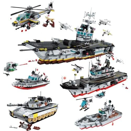 Military Building Block Battle Army Navy Force Aircraft Marines Carrier Battle Group Educational Bricks Toy Boy Gift