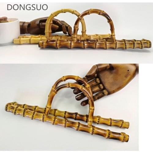 Natural Bamboo handle hanger shape short strap for DIY designer handbag purse bucket bag parts accessories high quality