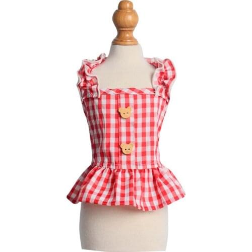 Summer Plaid Dog Dresses Puppy Clothes Girl Yorkie Pet Products for Dog Poodle Dresses Chihuahua Clothes Flanul Dog Clothes