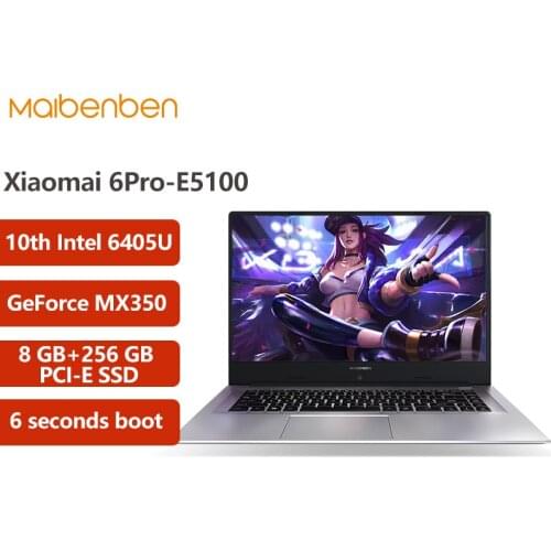 MAIBENBEN XiaoMai 6Pro-E5100 Laptop [10th Intel 6405U/ MX350/15.6"ADS/8GB RAM+PCI-E SSD/Linux or Windows 10] One year warranty