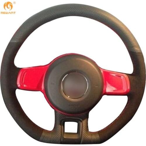 MEWANT Black Genuine Leather Black Suede Car Steering Wheel Cover for Volkswagen VW Beetle 2012-2016 Up 2013-2016 Accessories