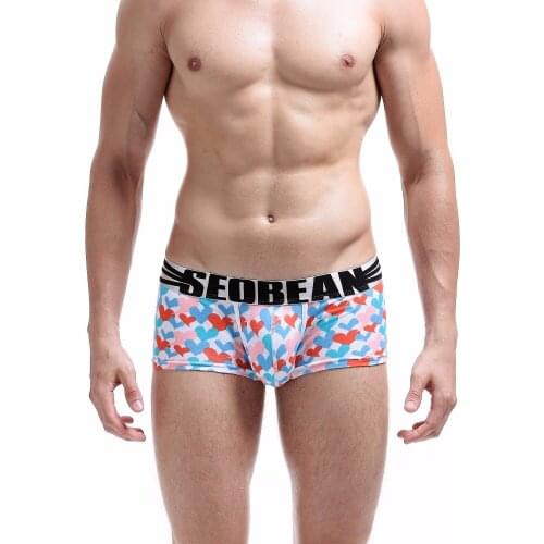 4colors brand SEOBEAN Mens gay boxers Low-waist U-bag boxers Cotton sexy underwear sexy fashion underpants male cotton boxers