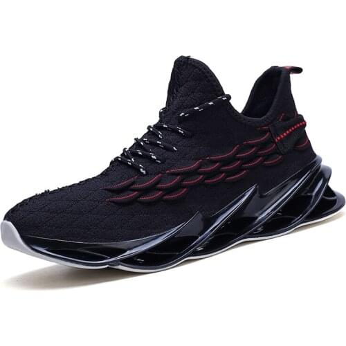 Wu Jies new outdoor mens free jogging mens jogging fish scale pattern sneakers high quality lace-up sports breathable blade s