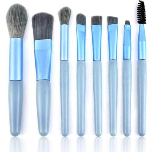 8 Pcs Natural Hair Makeup Brushes Professional Pastel Color Foundation Powder Blush Eyeshadow Eyebrow Blending Brush Set Tools