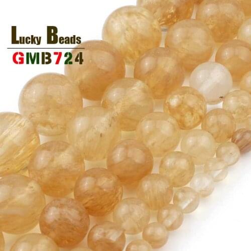 Natural Round Yellow Citrines Quartz Beads High Quality Loose Beads For Jewelry Making DIY Bracelet Necklace 15'' 4/6/8/10/12mm