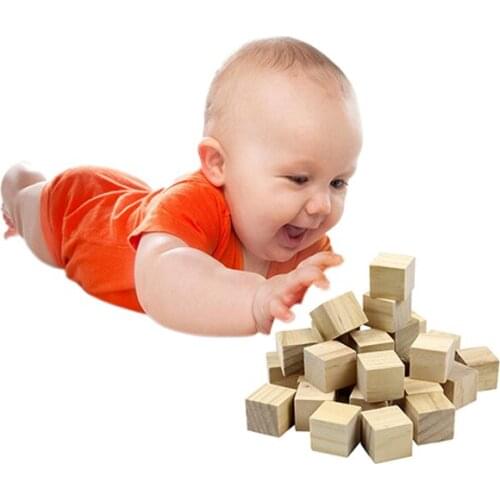 New Baby Youth Educational Wooden Building Blocks Early Learning Creative Toys For Kids 1 Set Natural Color Wooden Cube Blocks