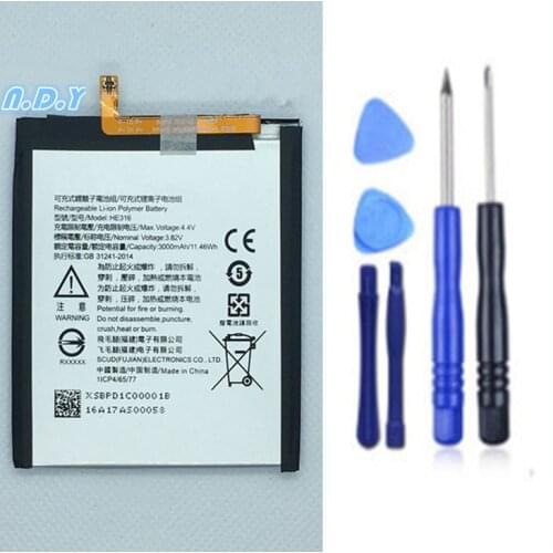 Original HE316 3000mAh Battery For Nokia 6 Nokia6 N6 TA-1000 TA-1003 TA-1021 TA-1025 TA-1033 TA-1039 + Free Tools