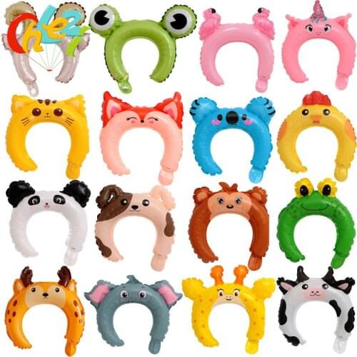 10Pcs Prince Princess Crown Balloons Headband Boy Girl Birthday Party Decorations Kids Toys Cartoon Animals Baby Shower Globos