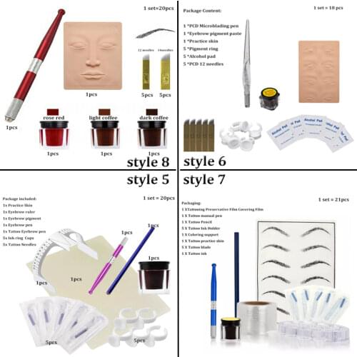 Professional Permanent Makeup Tattoo Eyebrow 3D Microblading Pen Tattoo Training Kit Eyebrow Tattoo Practice 1 Set Fast Delivery