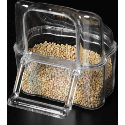 Parrot Bird Transparent Plastic Food Cup Bowl Company Clean Water Silo Waterer Box Bird Accessory for Parakeets, Canarie