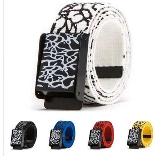 Casual Unisex Metal Automatic Buckle Canvas Belts Punk Hip Hop Waist Strap Collocation Jeans Trouser Female Harajuku Waistband