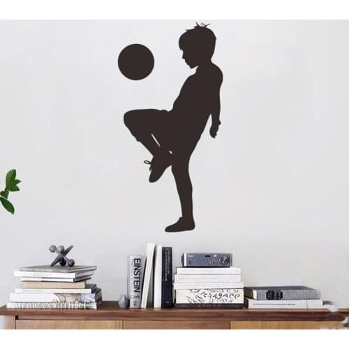 Football Boy Silhouette Self-Adhesive Wall Stickers Childrens Room Kindergarten Wall Landscaping Decorative Wallpaper
