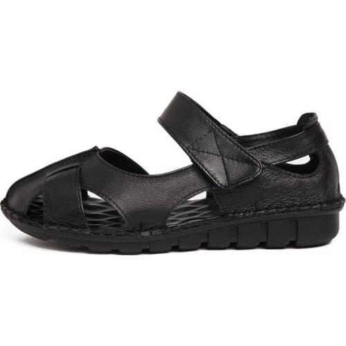 Handmade Women Gladiator Sandals Genuine Leather Summer Women Flats Shoes Retro Ladies Shoes Plus Size 35-42 XKD8004