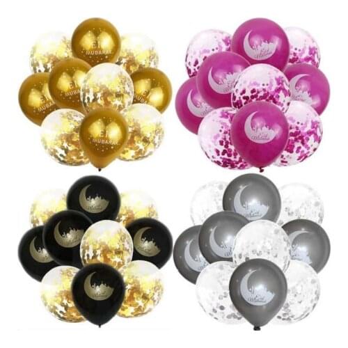 Mixed Gold Confetti EID MUBARAK Balloons Ramadan Eid Decoration Black Ballon Helium For Muslim Eid For Party Air Ball