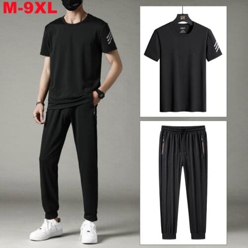 Large Size Men Tracksuit 2 Piece Set Summer Sport Joggers Suit Sets Mens Fashion Sportswear Oversized 7xl 8xl 9xl Sweat Suits