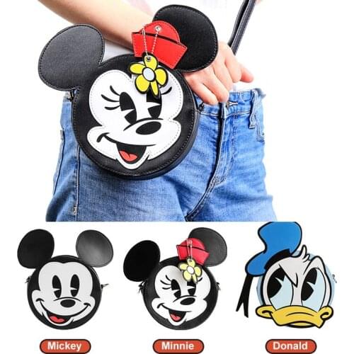 Disney Mickey Minnie Mouse Cross Body Bag Cartoon Diagonal Bag Trendy Female Bag Fashion Pu Shoulder Bag Coin Purse