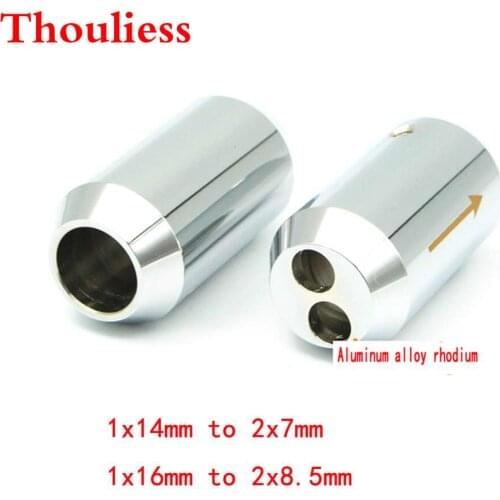 Thouliess 4pcs HiFi Aluminium Alloy Rhodium 1 to 2 Pant Boot Y Splitter Speaker Audio Power Cable Wire Adapter Plug 16mm 14mm
