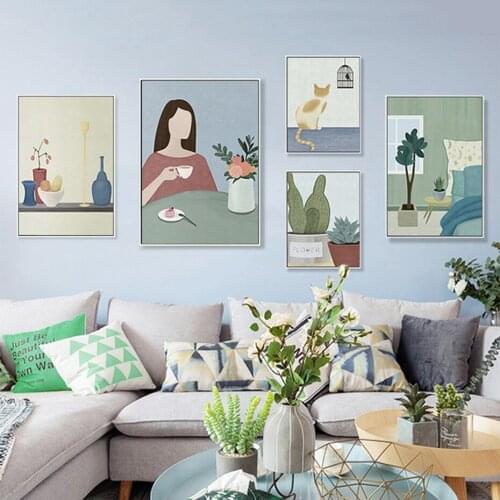 Vintage Abstract Simplicity Canvas Paintings Nordic Living Room Bedroom Fresh Pictures Wall Art Prints and Posters Home Decor