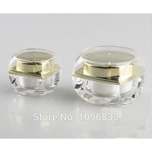 Octagonal Cream Jar Gold Lid 5G, Cosmetic Packing Acrylic Jar Golden Cap, 5G Cosmetics Packaging Jar, 50 Pieces/Lot